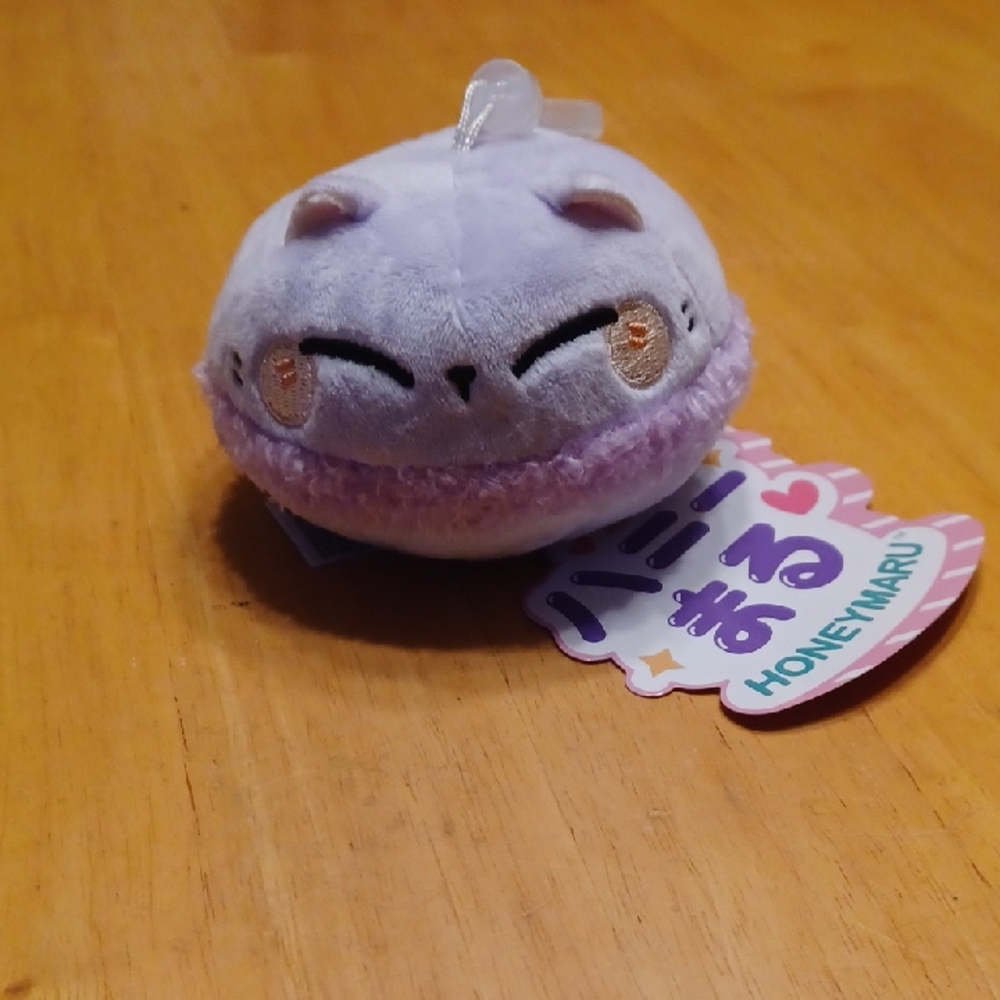 Honeymaru Purple Plush Macaroon Cat Keychain Toy NWT